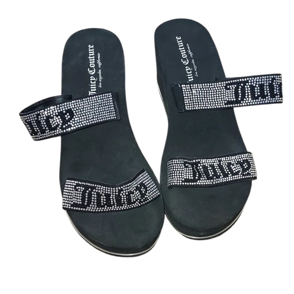 Juicy Couture Black Rhinestone Embellished Sandals - Picture 1 of 4